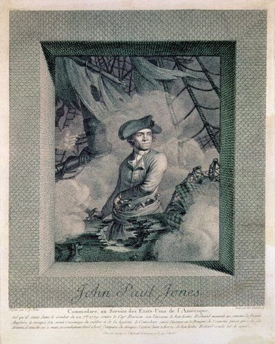 Portrait of John Paul Jones, engraved by Carl Guttenberg, c.1781 by Claude Jacques Notte